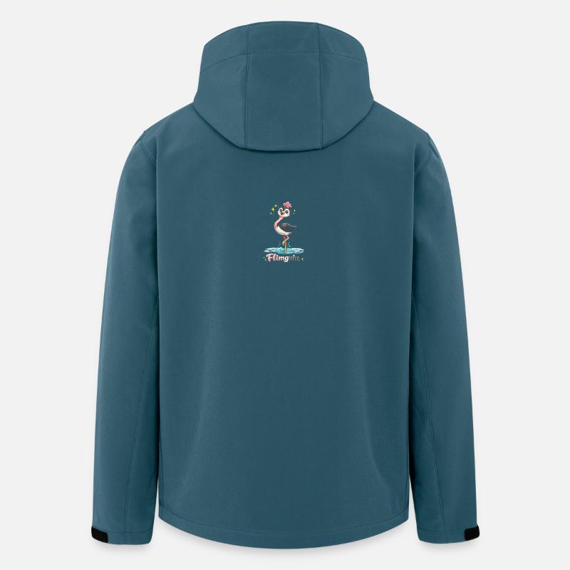 Flimguin | Flamingo + Pinguin (md) - Recycelte Männer Softshell-Jacke von Stanley/Stella - Dunkles Petrol