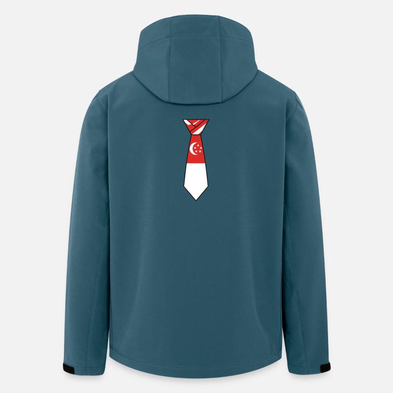 Cravate de Singapour – Conception du drapeau - Veste softshell homme en polyester recyclé Stanley/Stella - bleu pétrole foncé