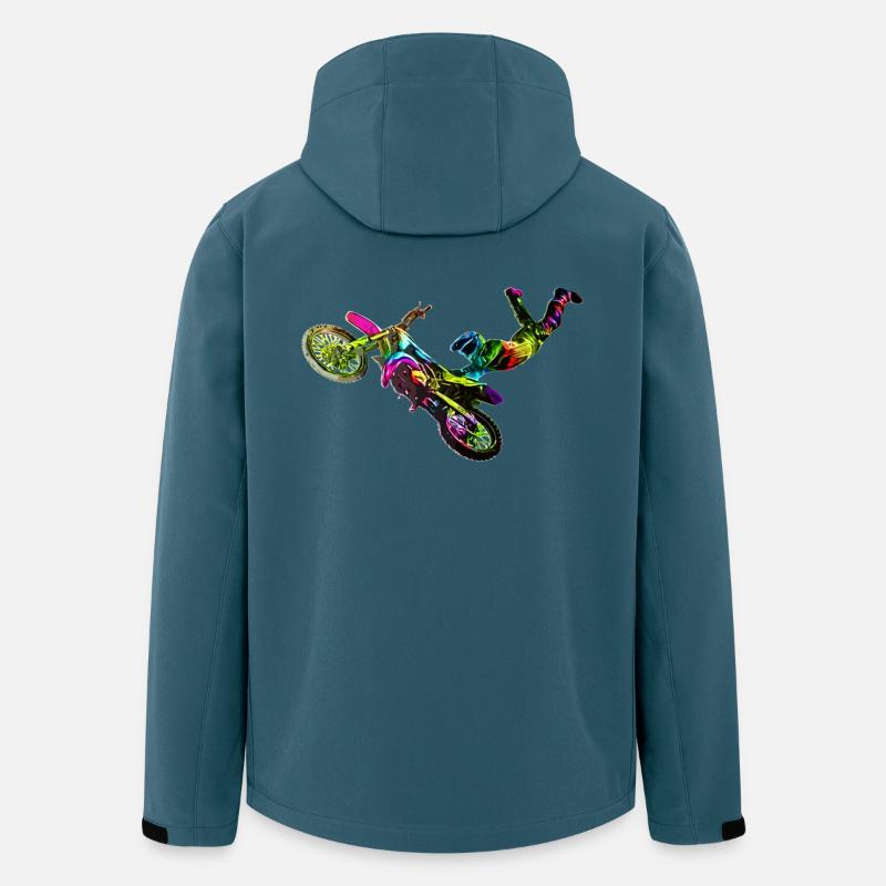 Farbiger Motocrosser - Recycelte Männer Softshell-Jacke von Stanley/Stella - Dunkles Petrol
