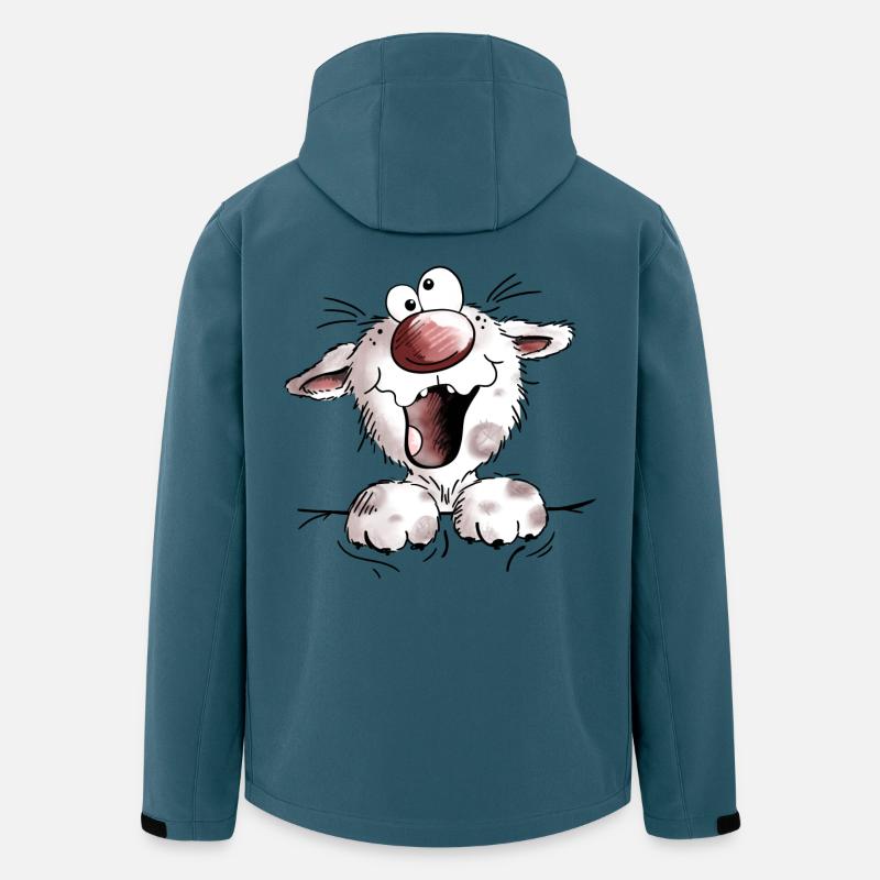 chat pelucheux drôle - chats - Chat - chaton - Veste softshell homme en polyester recyclé Stanley/Stella - bleu pétrole foncé
