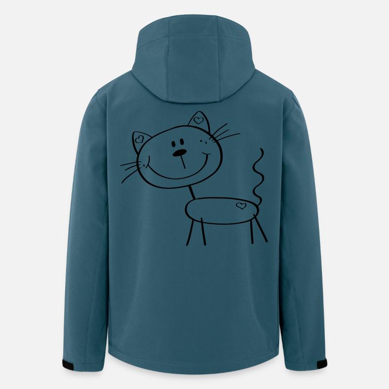 Lustige Strichmännchen Katze - Comic - Katzen - Recycelte Männer Softshell-Jacke von Stanley/Stella - Dunkles Petrol