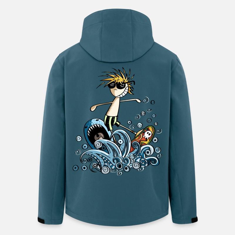 Cooler Power Surfer - Comic - Recycelte Männer Softshell-Jacke von Stanley/Stella - Dunkles Petrol