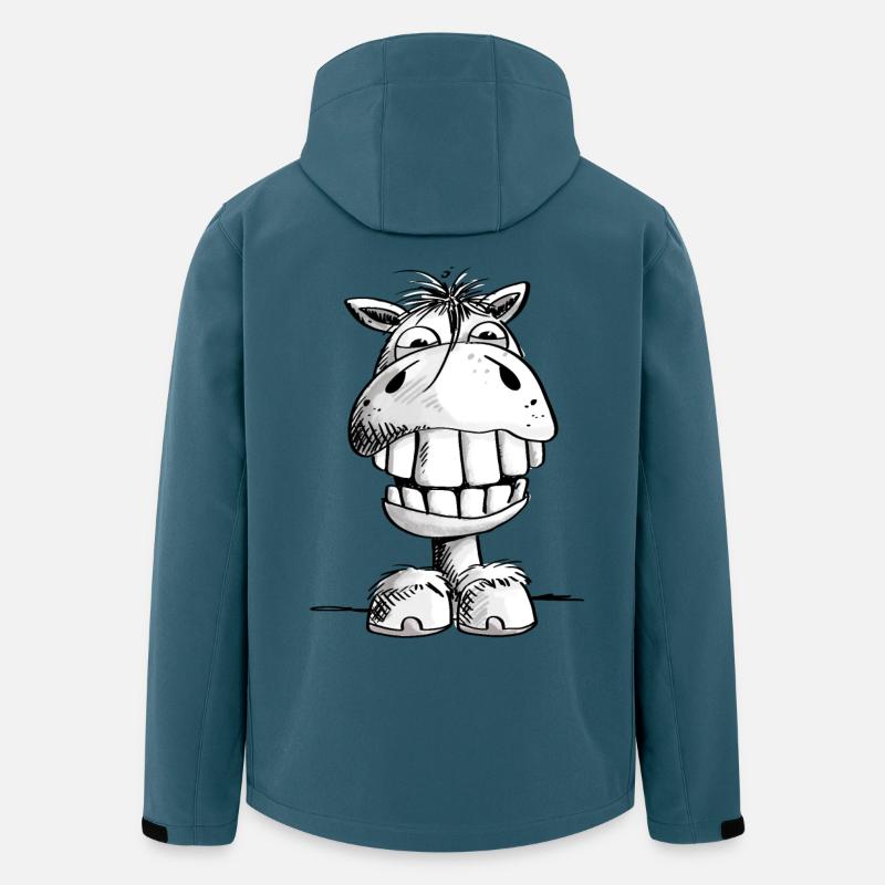 Pferd zeigt endlich Zähne - Lachen - Grins - Pony - Recycelte Männer Softshell-Jacke von Stanley/Stella - Dunkles Petrol