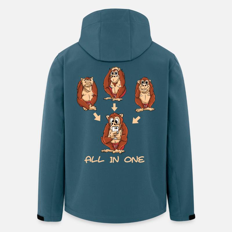 Les 3 singes - Veste softshell homme en polyester recyclé Stanley/Stella - bleu pétrole foncé