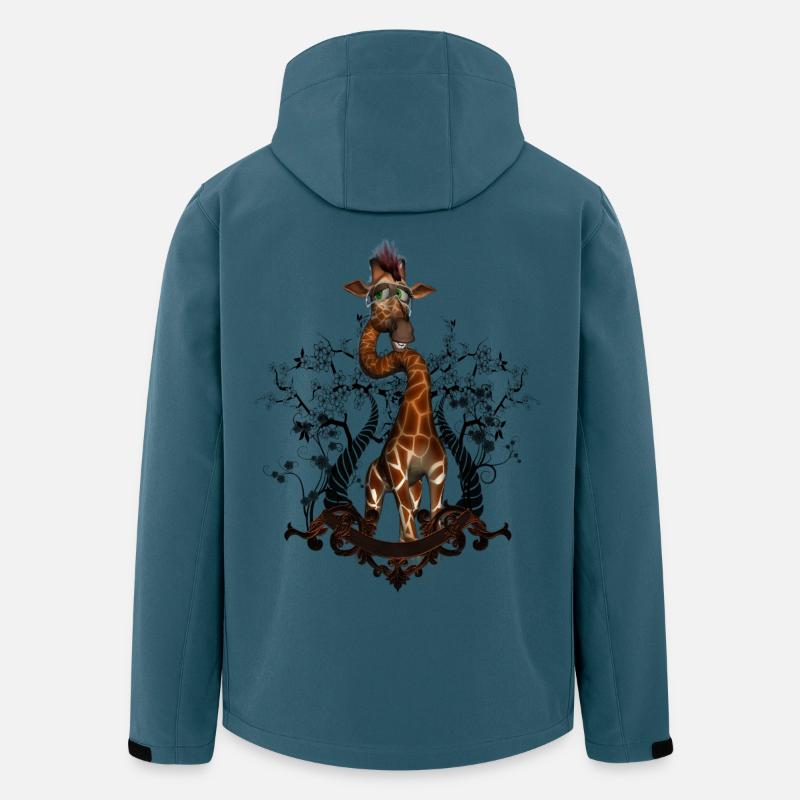 Lustige Giraffe - Recycelte Männer Softshell-Jacke von Stanley/Stella - Dunkles Petrol