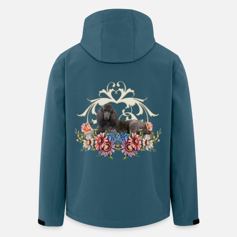 Caniche mignon avec des fleurs - Veste softshell homme en polyester recyclé Stanley/Stella - bleu pétrole foncé