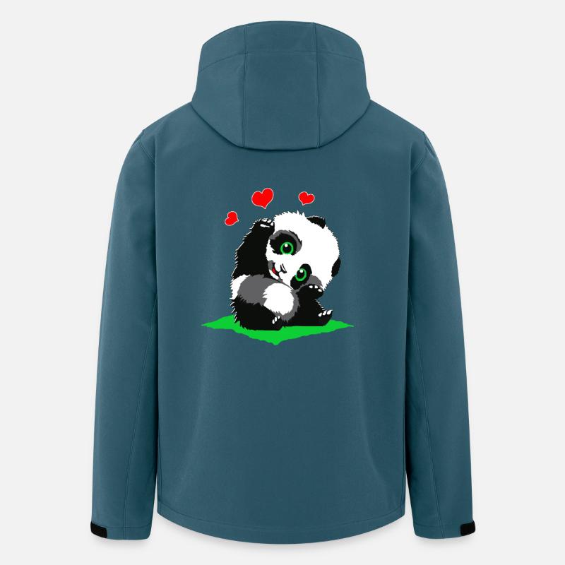 Kuschelpanda mit Herzchen - Recycelte Männer Softshell-Jacke von Stanley/Stella - Dunkles Petrol
