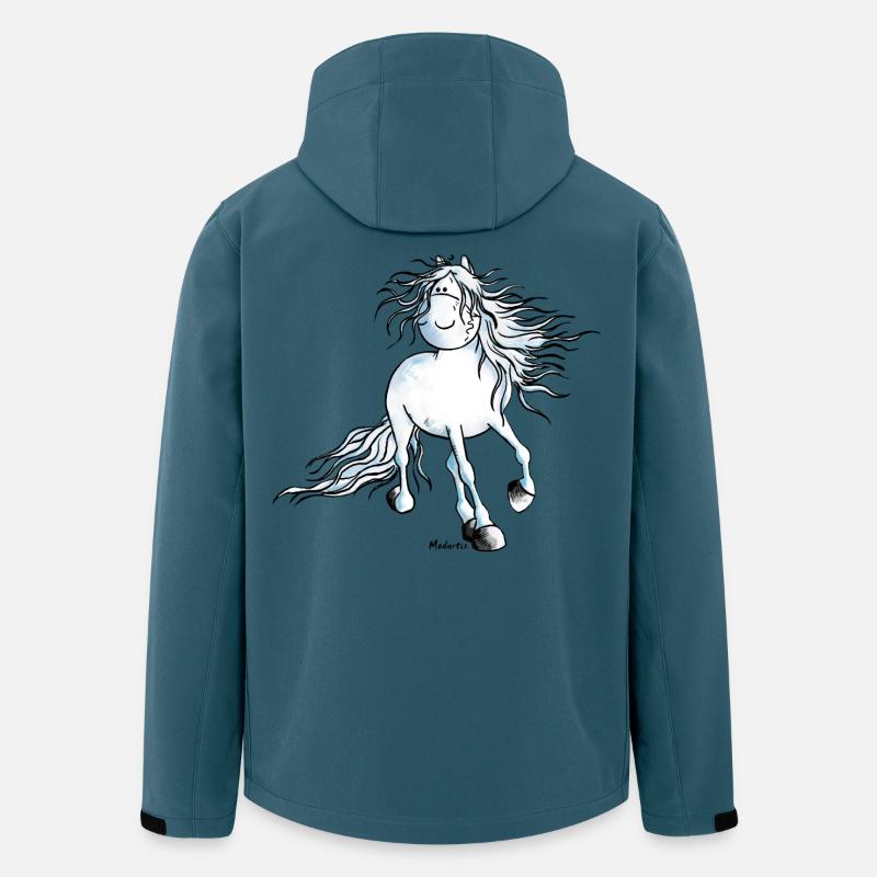 "White Beauty" - Pferd - Andalusier - Recycelte Männer Softshell-Jacke von Stanley/Stella - Dunkles Petrol