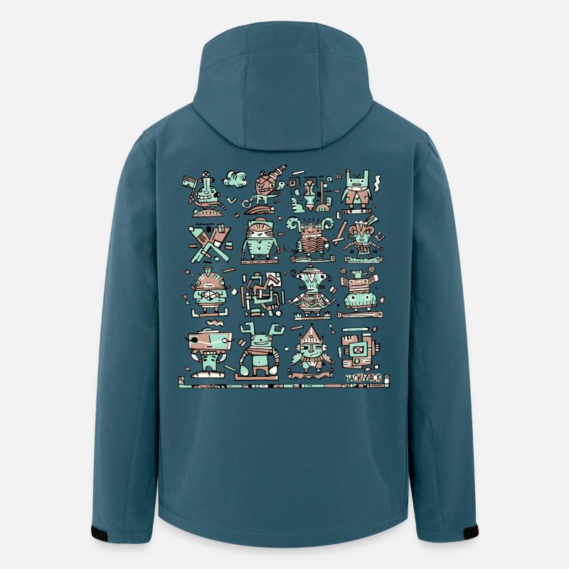 Kunterbunte Doodle-Roboterwelt - Recycelte Männer Softshell-Jacke von Stanley/Stella - Dunkles Petrol