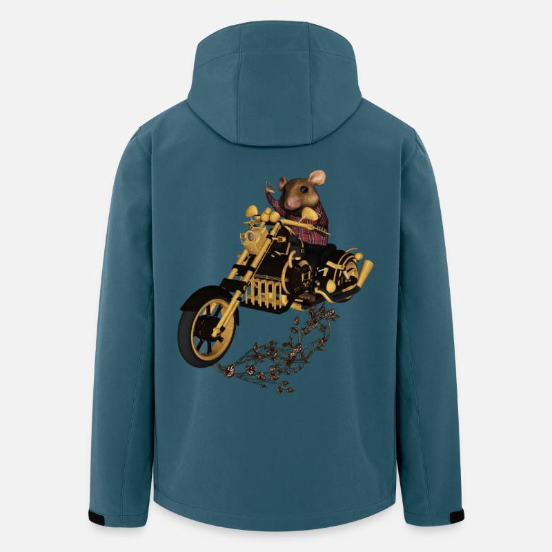 Muster, lustige Maus auf einem Motorrad - Recycelte Männer Softshell-Jacke von Stanley/Stella - Dunkles Petrol