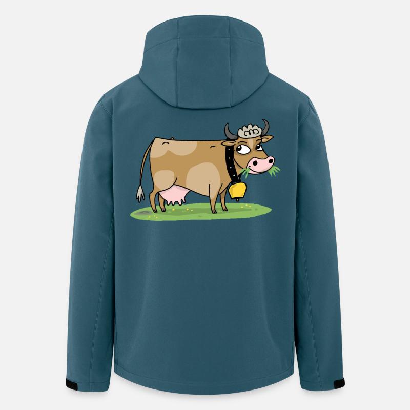 Kuh mit Glocke auf der Wiese - Recycelte Männer Softshell-Jacke von Stanley/Stella - Dunkles Petrol