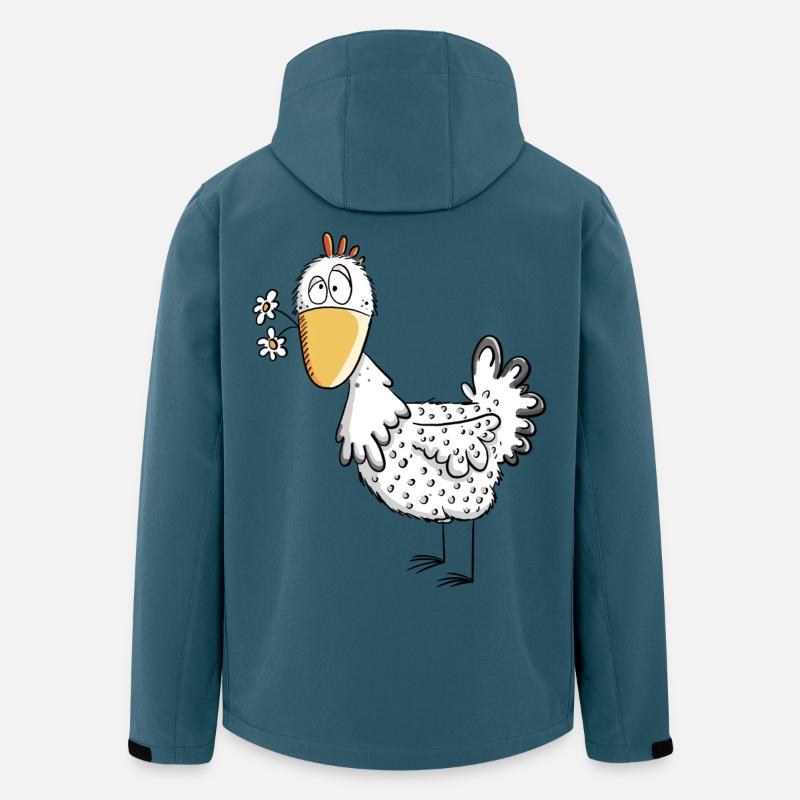 Happy Henne mit Gänseblümchen I Huhn Comic Design - Recycelte Männer Softshell-Jacke von Stanley/Stella - Dunkles Petrol