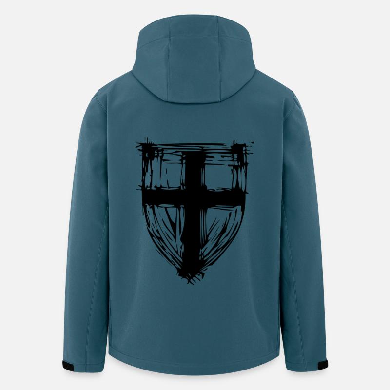 Schutzschild mit Kreuz - Recycelte Männer Softshell-Jacke von Stanley/Stella - Dunkles Petrol
