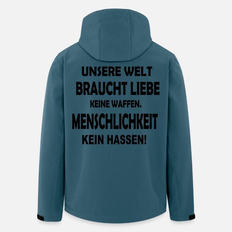 Weltfrieden. Spruch. Menschlichkeit - Recycelte Männer Softshell-Jacke von Stanley/Stella - Dunkles Petrol