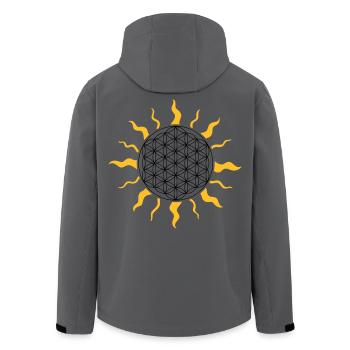 The flower of life with sun, sunbeams - Men’s Recycled Softshell Jacket by Stanley/Stella - stargazer - Back - AI Model Male 185 light (185cm)