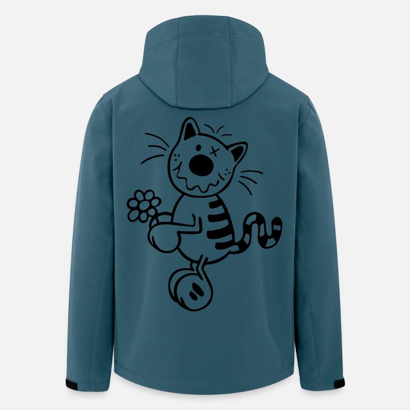 Katze mit Blume - Recycelte Männer Softshell-Jacke von Stanley/Stella - Dunkles Petrol