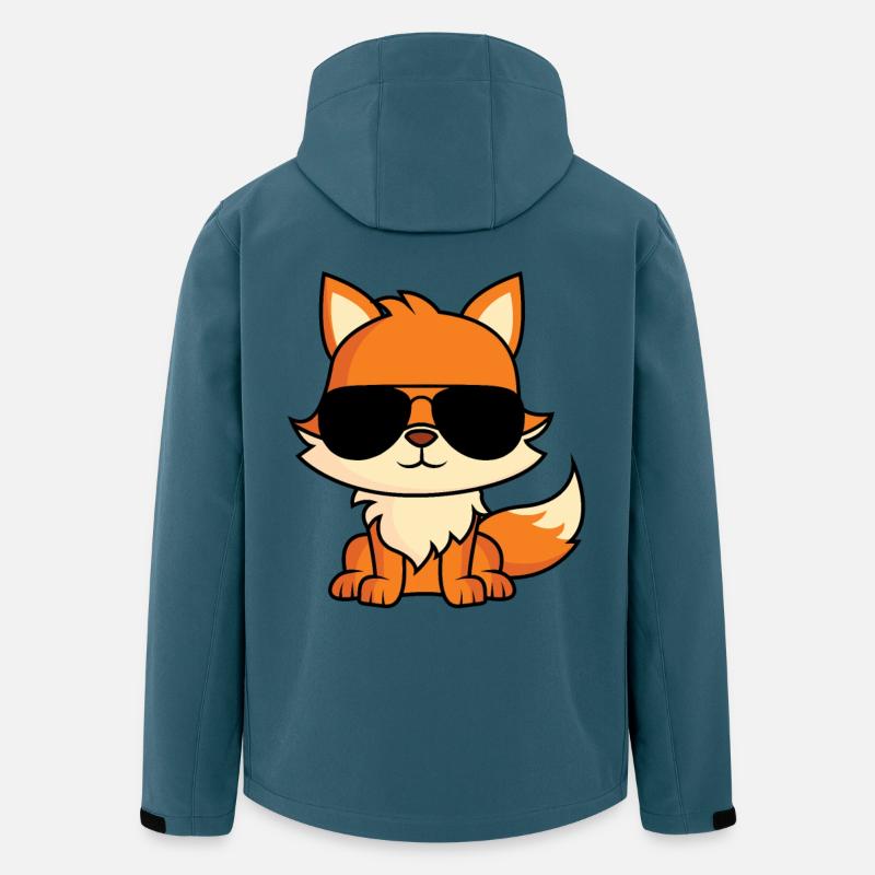 Fuchs mit Pilotenbrille - Recycelte Männer Softshell-Jacke von Stanley/Stella - Dunkles Petrol