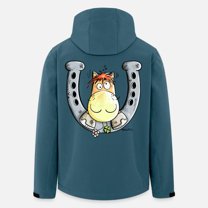 Pferd auf Hufeisen - Recycelte Männer Softshell-Jacke von Stanley/Stella - Dunkles Petrol
