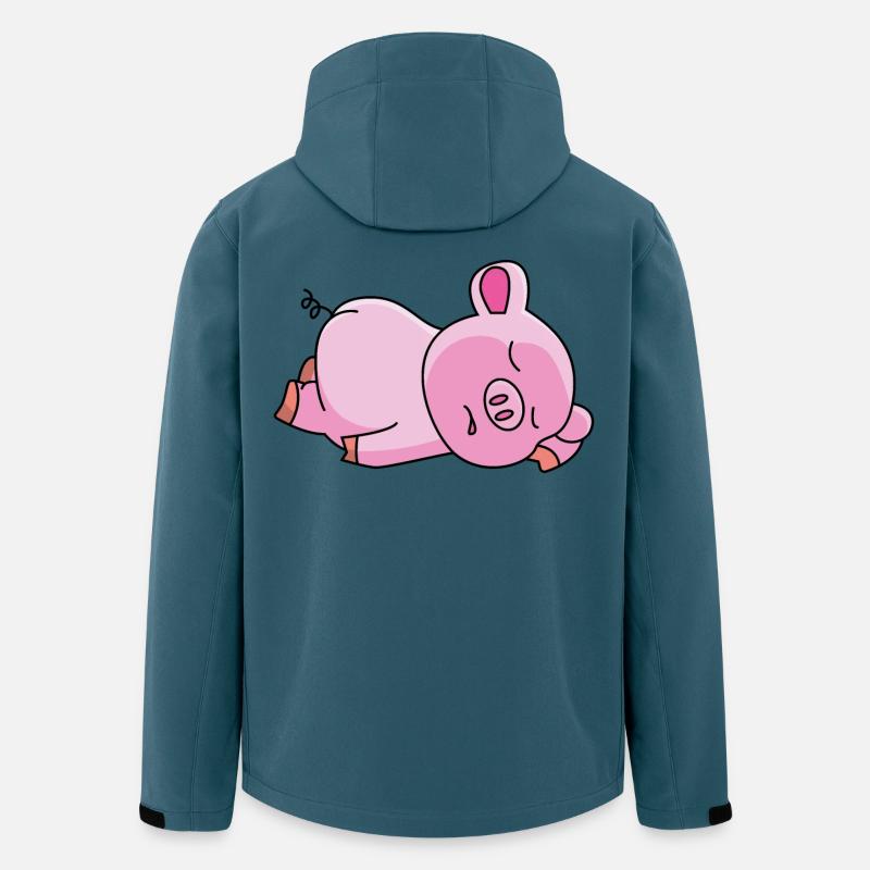 Schlafendes Rosa Schweinchen - Recycelte Männer Softshell-Jacke von Stanley/Stella - Dunkles Petrol