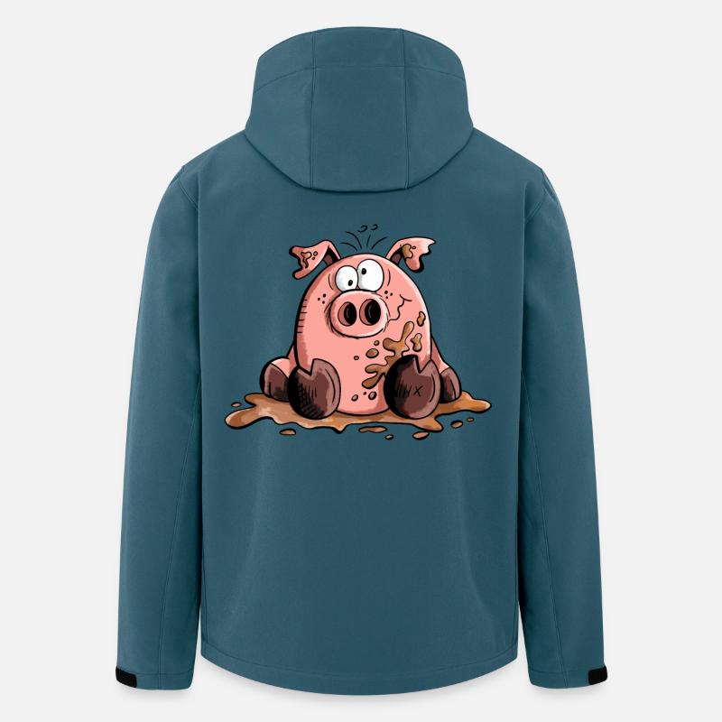 Cochon dans la boue - Cochons - Cadeau - Veste softshell homme en polyester recyclé Stanley/Stella - bleu pétrole foncé