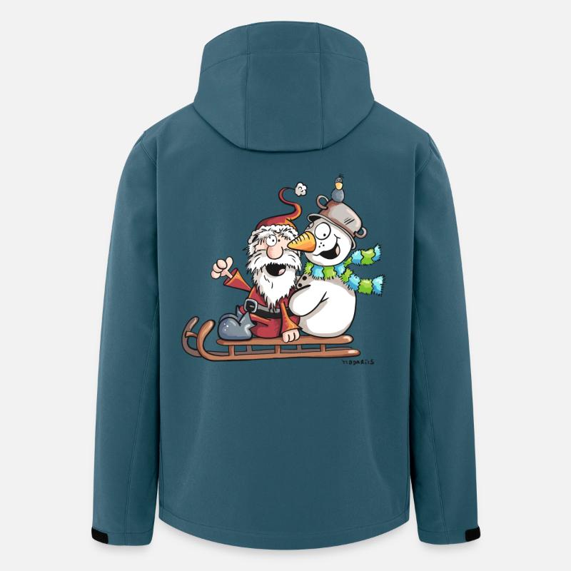 Christmas Schlittenfahrt - Weihnachtsmann - Comic - Recycelte Männer Softshell-Jacke von Stanley/Stella - Dunkles Petrol