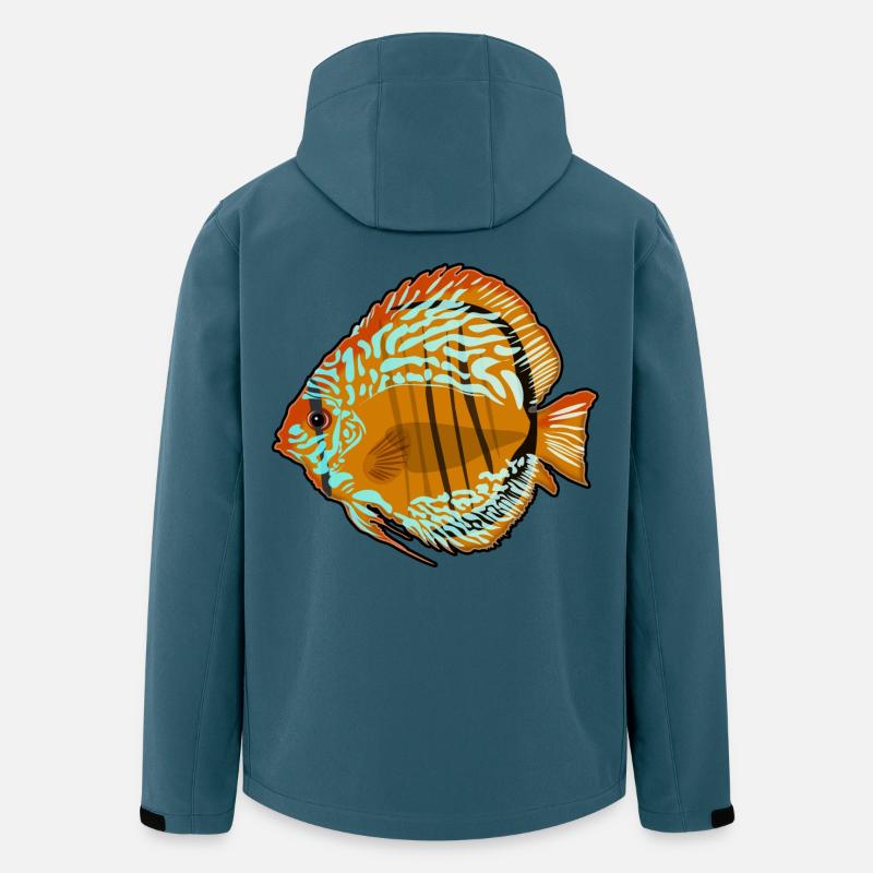 Diskusfisch Aquarium Zeichnung - Recycelte Männer Softshell-Jacke von Stanley/Stella - Dunkles Petrol