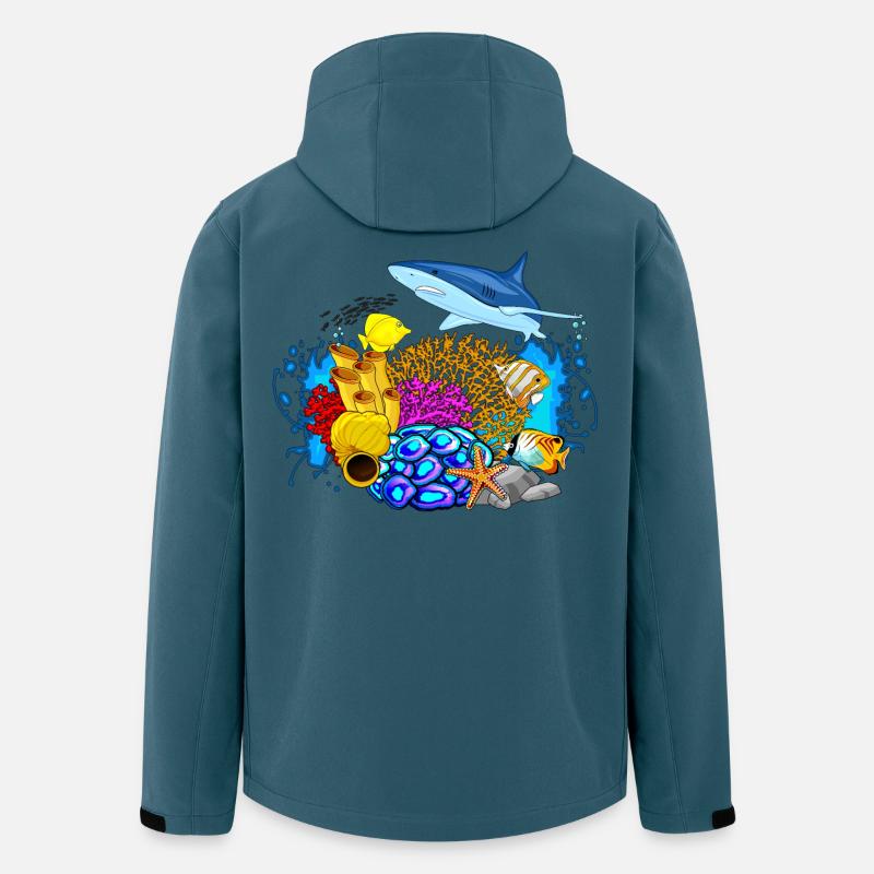 plongée - plongée sous-marine monde vie marine - Veste softshell homme en polyester recyclé Stanley/Stella - bleu pétrole foncé