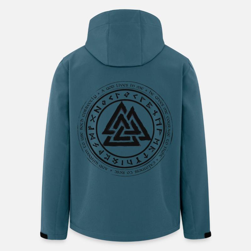 Valknut viikingit keltit germaaniset solmut riimut - Miesten softshell-takki kierrätetystä polyesteristä Stanley/Stellalta - tumma petroli