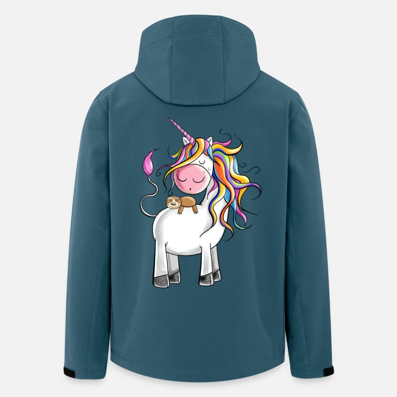 Chillendes Regenbogen Einhorn mit Faultier - Recycelte Männer Softshell-Jacke von Stanley/Stella - Dunkles Petrol