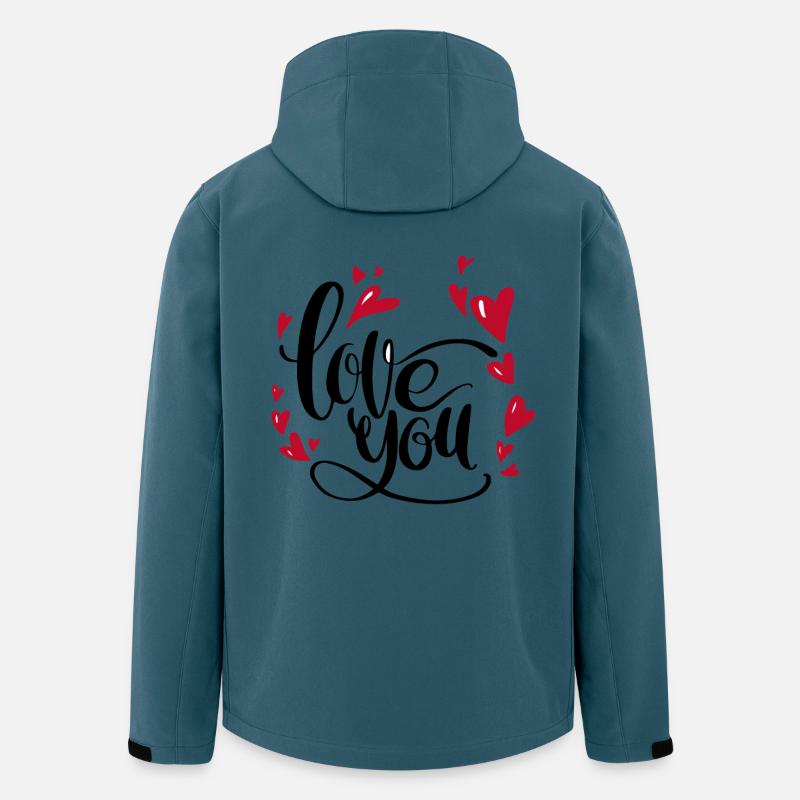 je t'aime | coeurs | pour les couples - Veste softshell homme en polyester recyclé Stanley/Stella - bleu pétrole foncé