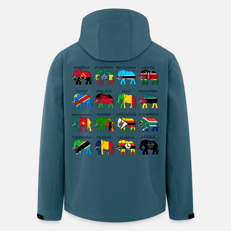 ELEFANTEN AFRIKAS mit Flaggen - Recycelte Männer Softshell-Jacke von Stanley/Stella - Dunkles Petrol