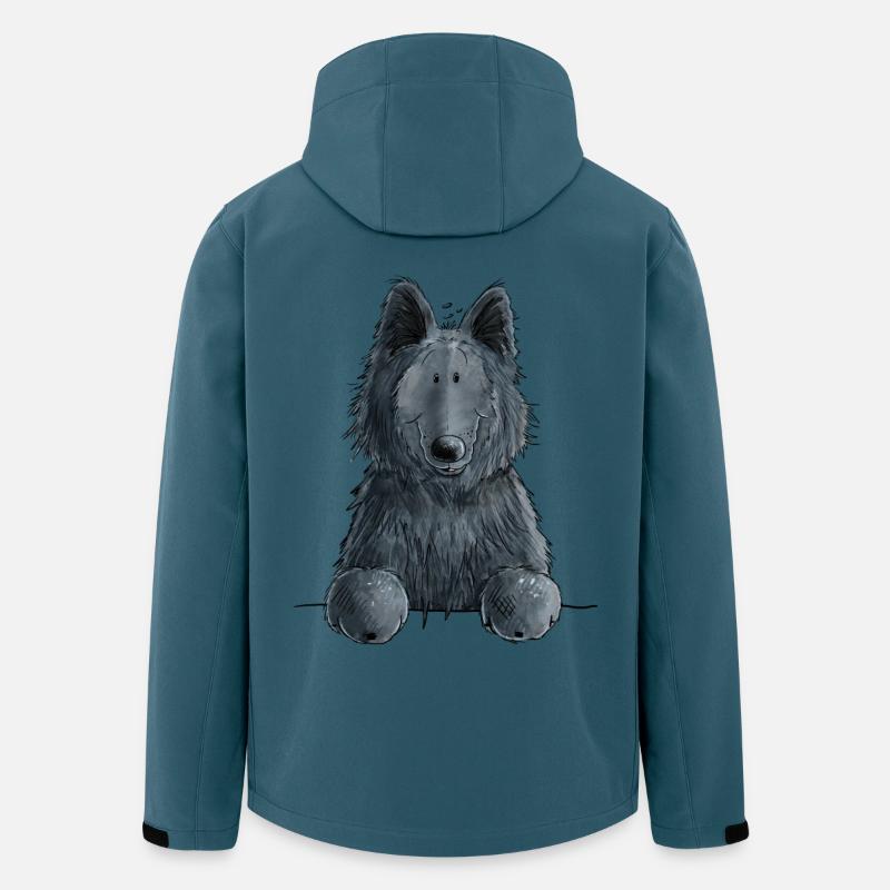 Happy Groenendael I Hund Kopf I Comic - Recycelte Männer Softshell-Jacke von Stanley/Stella - Dunkles Petrol