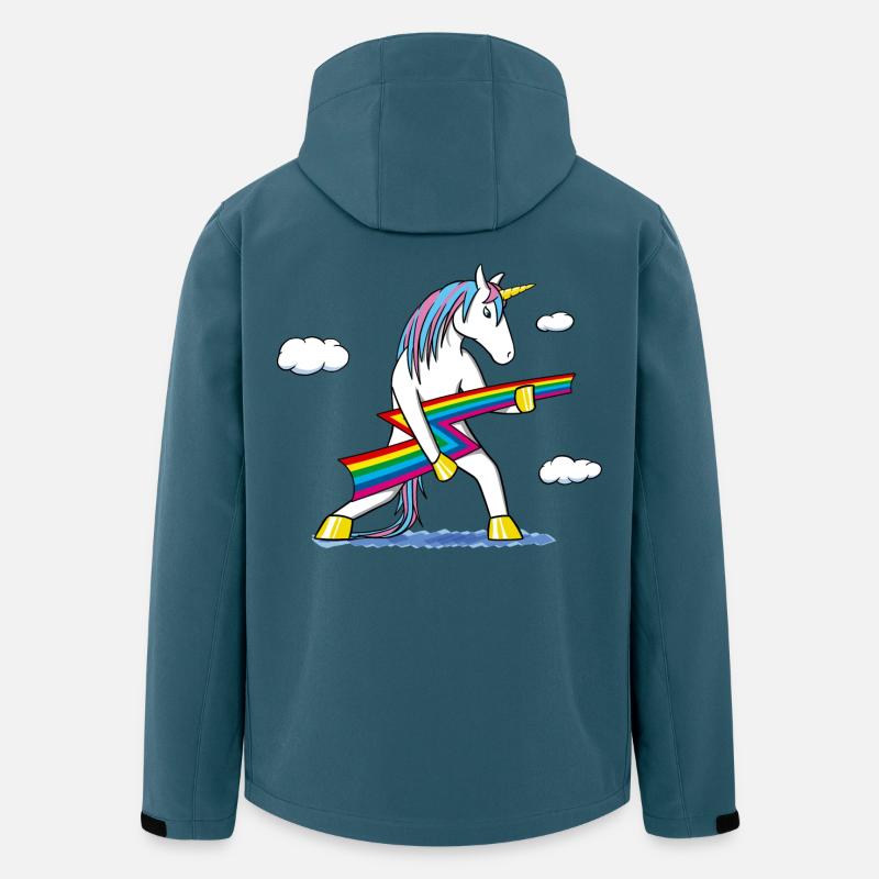 Rainbow Rock – Einhorn mit Regenbogenblitz - Recycelte Männer Softshell-Jacke von Stanley/Stella - Dunkles Petrol