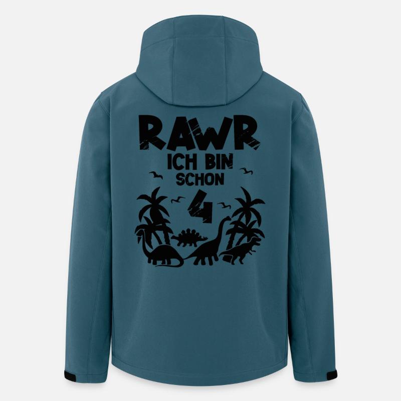 Dinosaurier 4. Geburtstag Kinder - Recycelte Männer Softshell-Jacke von Stanley/Stella - Dunkles Petrol