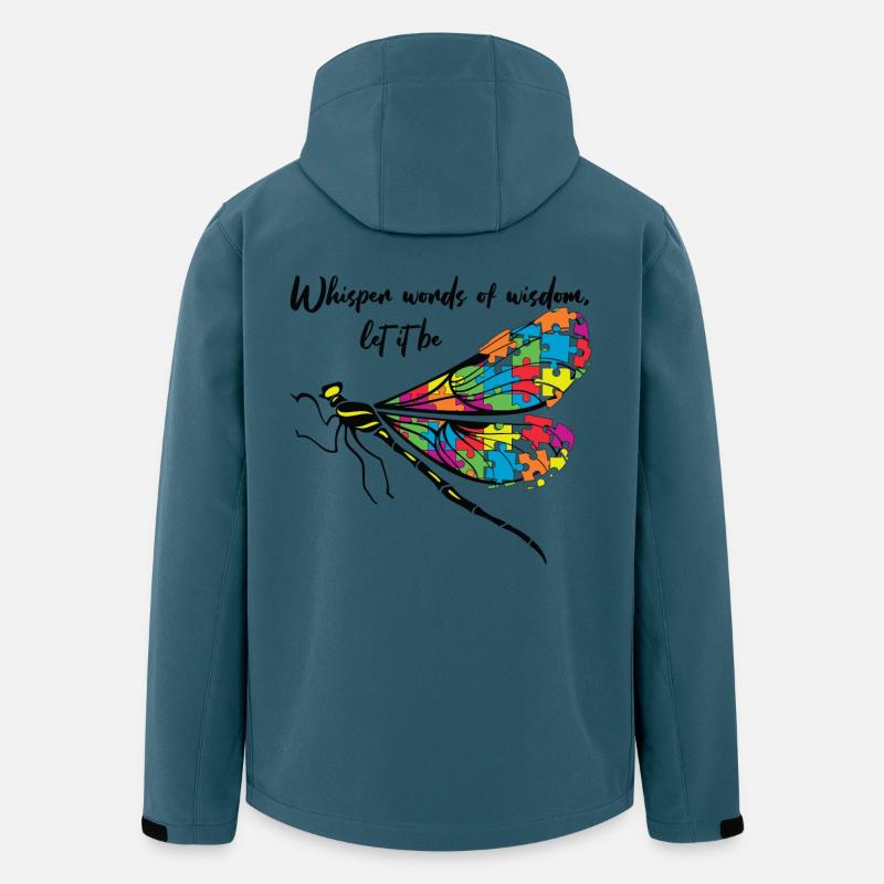 Sensibilisation à l’autisme Laissez-le être Libellules - Veste softshell homme en polyester recyclé Stanley/Stella - bleu pétrole foncé