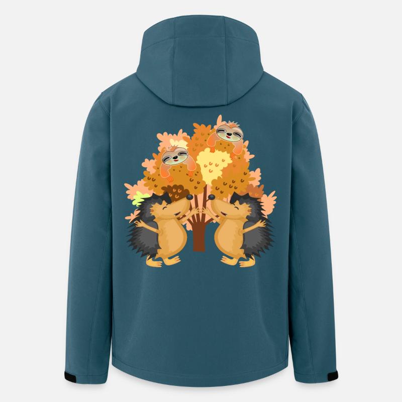 HERBST BAUM Glückliches IGEL PAAR FAULTIERE - Recycelte Männer Softshell-Jacke von Stanley/Stella - Dunkles Petrol