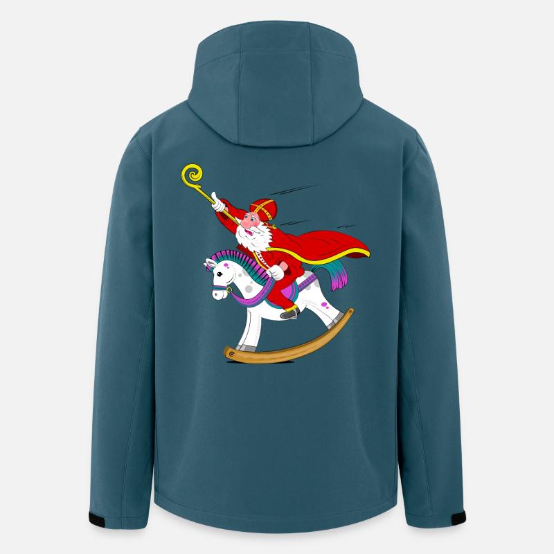 Sinterklaas sur cheval à bascule - Veste softshell homme en polyester recyclé Stanley/Stella - bleu pétrole foncé