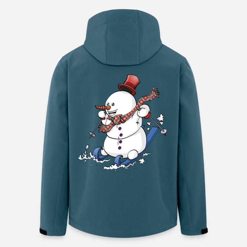 Fröhlicher Schneemann auf Skiern mit roter Mütze. - Recycelte Männer Softshell-Jacke von Stanley/Stella - Dunkles Petrol