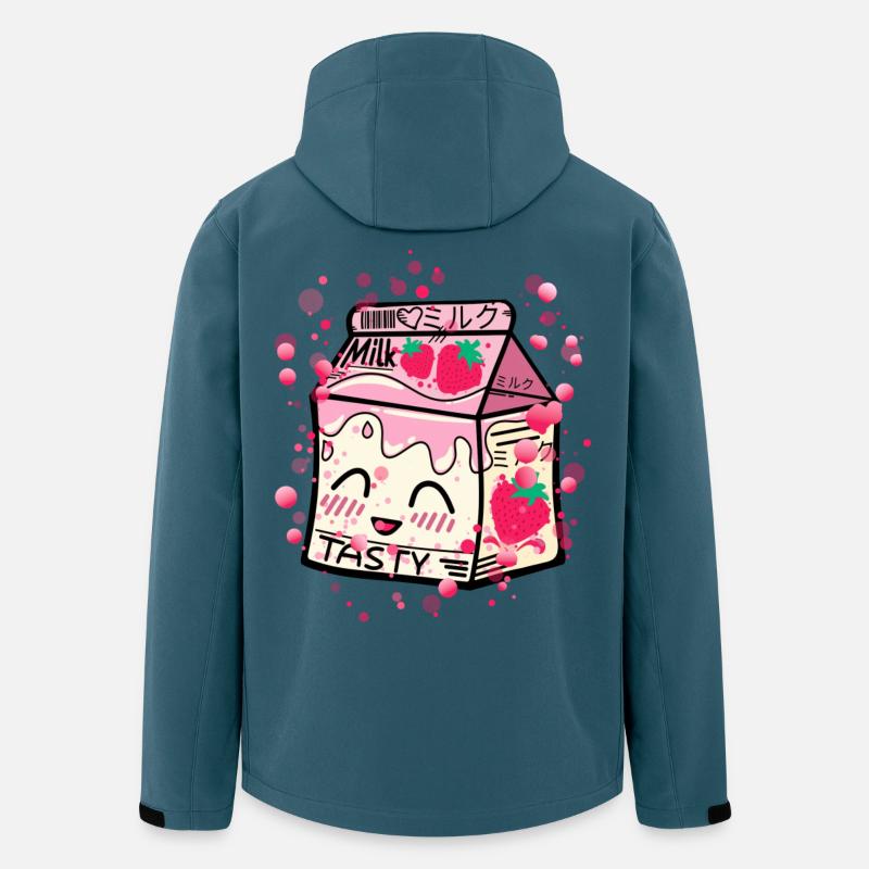 Erdbeer Milch Packung kawaii - Recycelte Männer Softshell-Jacke von Stanley/Stella - Dunkles Petrol