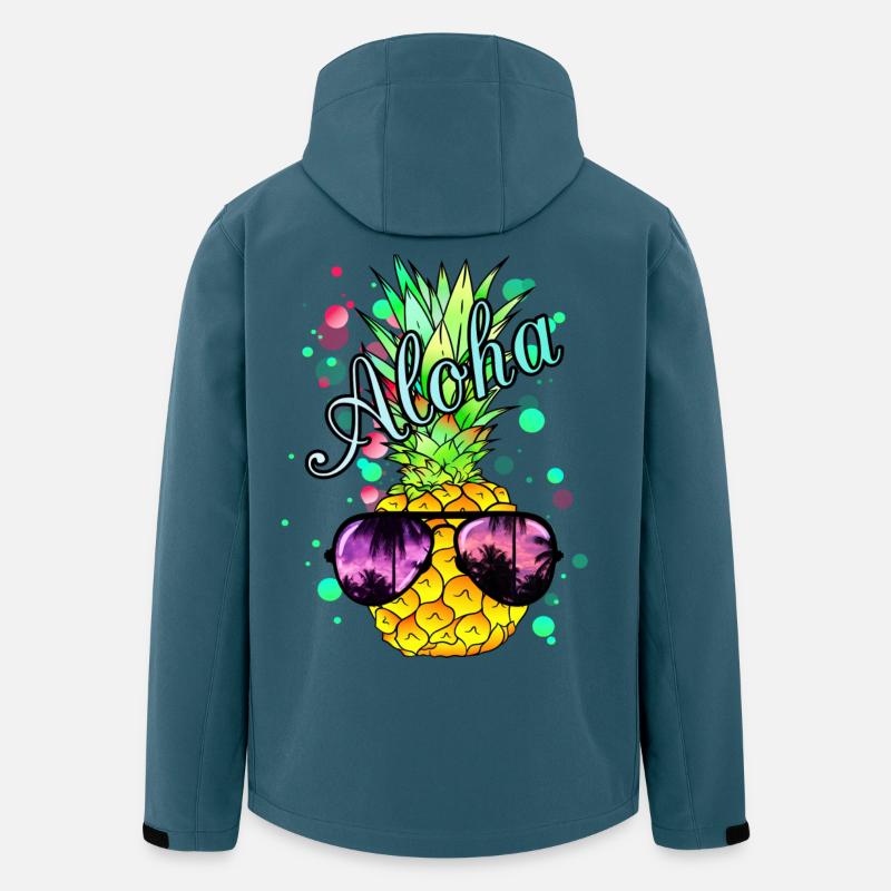 Aloha Ananas mit Sonnenbrille - Recycelte Männer Softshell-Jacke von Stanley/Stella - Dunkles Petrol