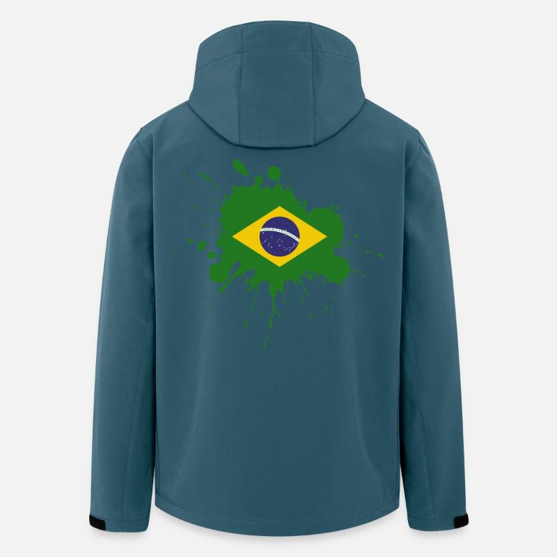 Brasilien Flagge Fleckendesign - Recycelte Männer Softshell-Jacke von Stanley/Stella - Dunkles Petrol