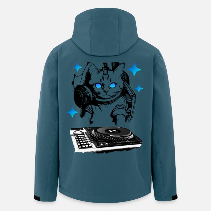 DJ Katze mit Mischpult - Recycelte Männer Softshell-Jacke von Stanley/Stella - Dunkles Petrol