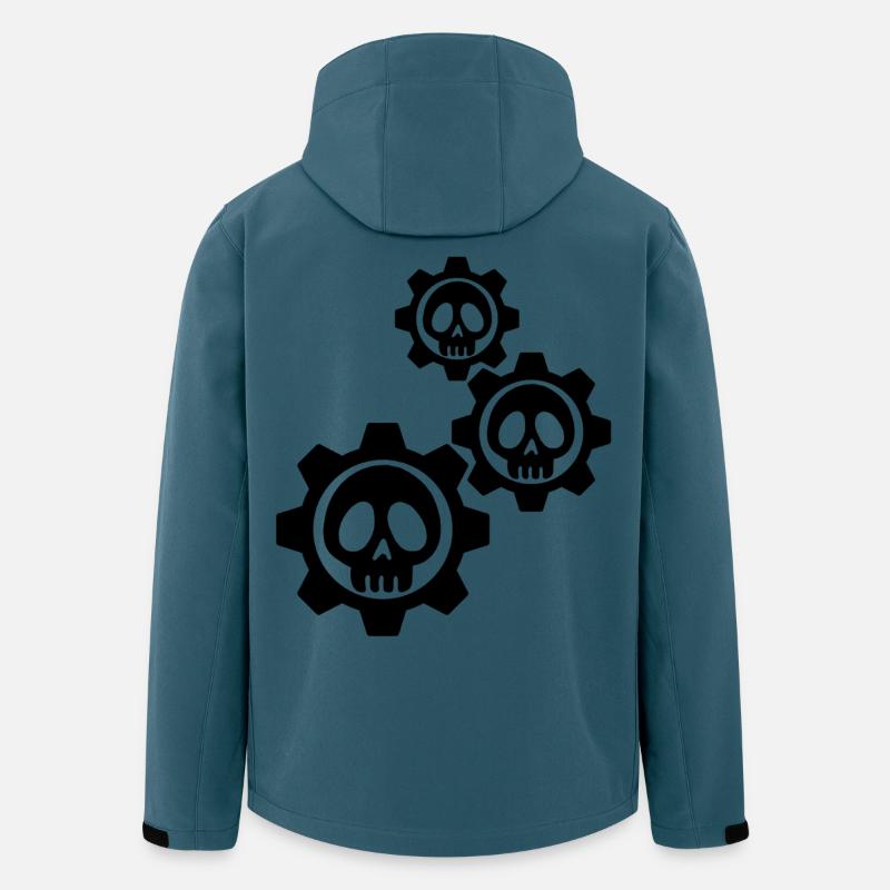 Schwarze Totenköpfe und Zahnräder - Recycelte Männer Softshell-Jacke von Stanley/Stella - Dunkles Petrol