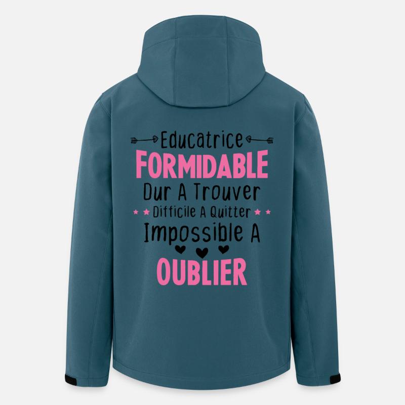Éducatrice formidable cadeau Éducatrice d'école - Veste softshell homme en polyester recyclé Stanley/Stella - bleu pétrole foncé