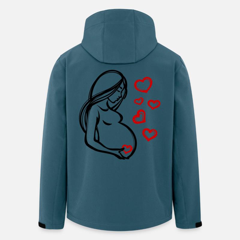 Coeur Grossesse Bébé Ventre Déclaration Enceinte - Veste softshell homme en polyester recyclé Stanley/Stella - bleu pétrole foncé