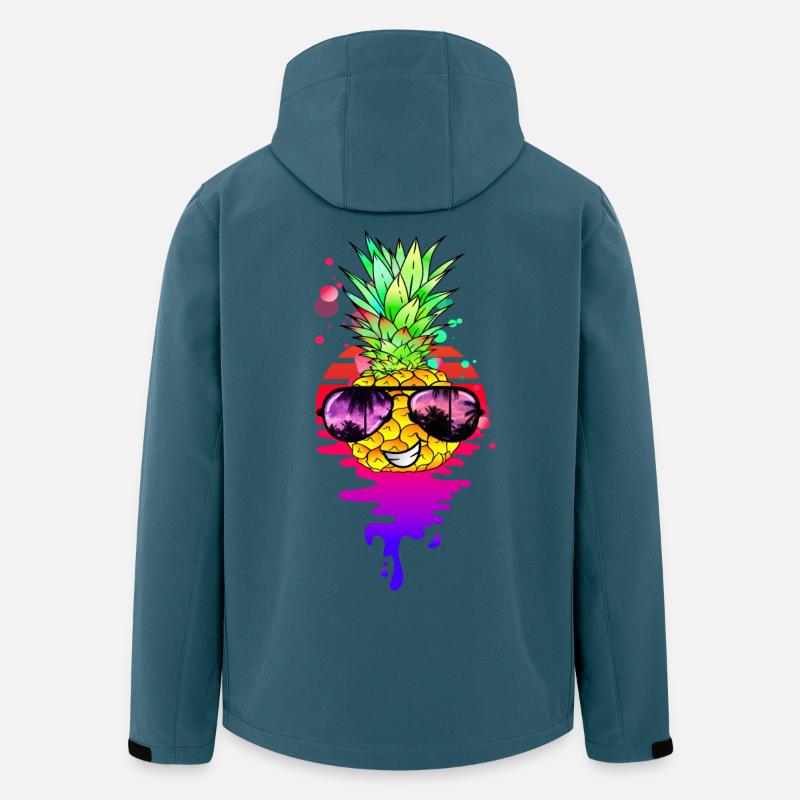Drôle d’ananas rétro - Veste softshell homme en polyester recyclé Stanley/Stella - bleu pétrole foncé