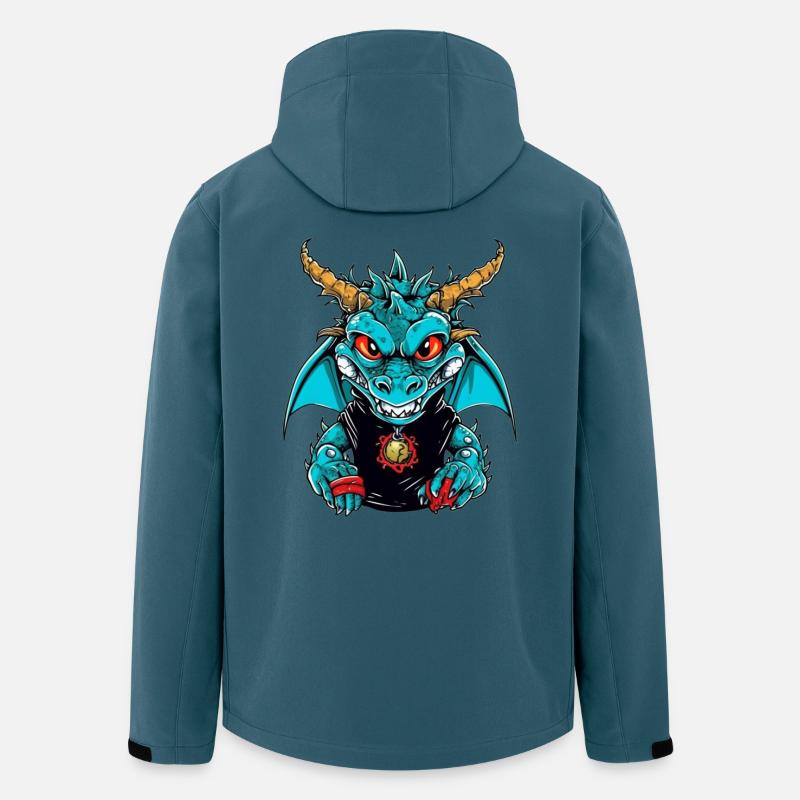 Drachen-Design mit mystischer Szenerie - Recycelte Männer Softshell-Jacke von Stanley/Stella - Dunkles Petrol