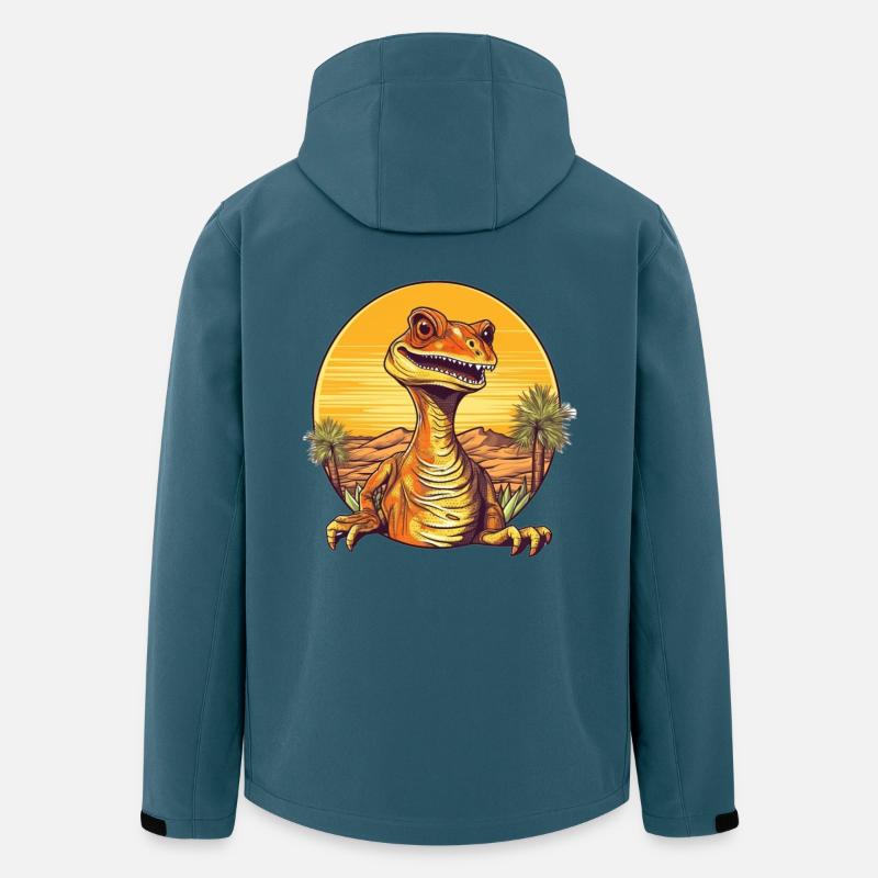 Retro Dinosaur Sunset Illustration - Recycelte Männer Softshell-Jacke von Stanley/Stella - Dunkles Petrol