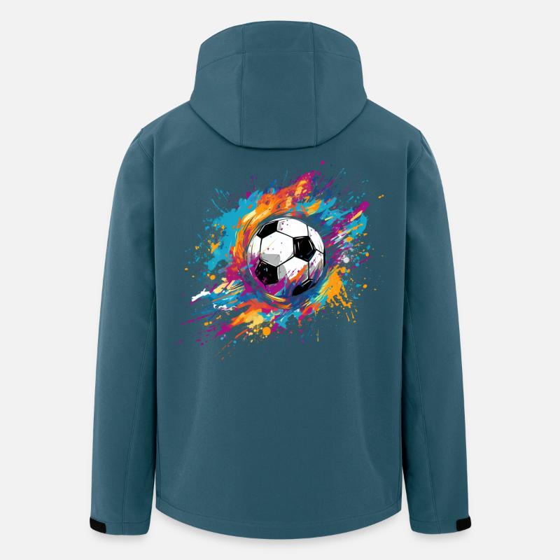 Fussball, Soccer, bunt, farbenfroh, Klecks - Recycelte Männer Softshell-Jacke von Stanley/Stella - Dunkles Petrol