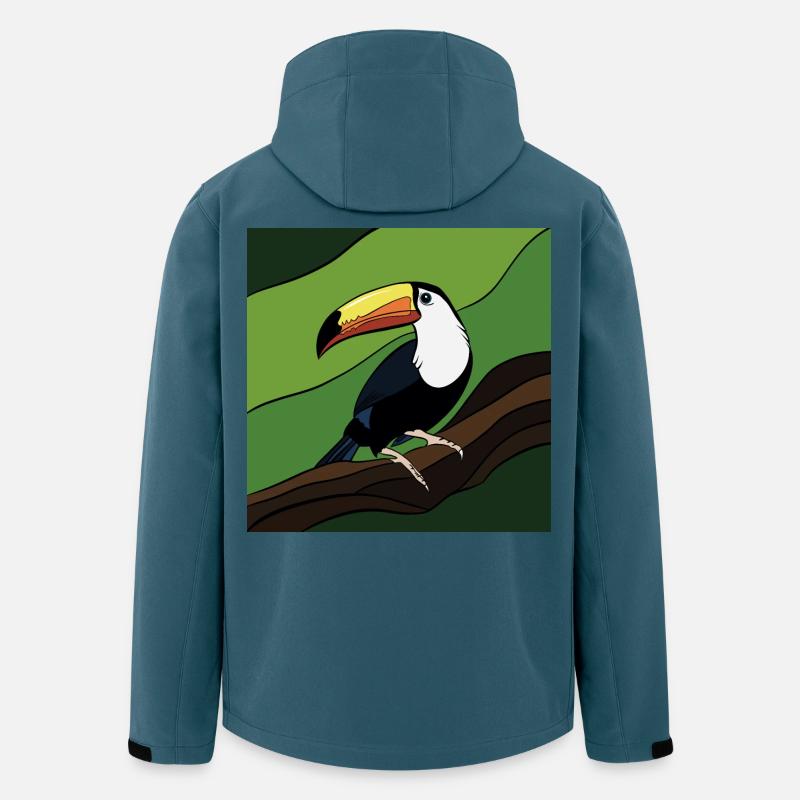 Vogel mit farbigem Schnabel auf Blätterzweig - Recycelte Männer Softshell-Jacke von Stanley/Stella - Dunkles Petrol